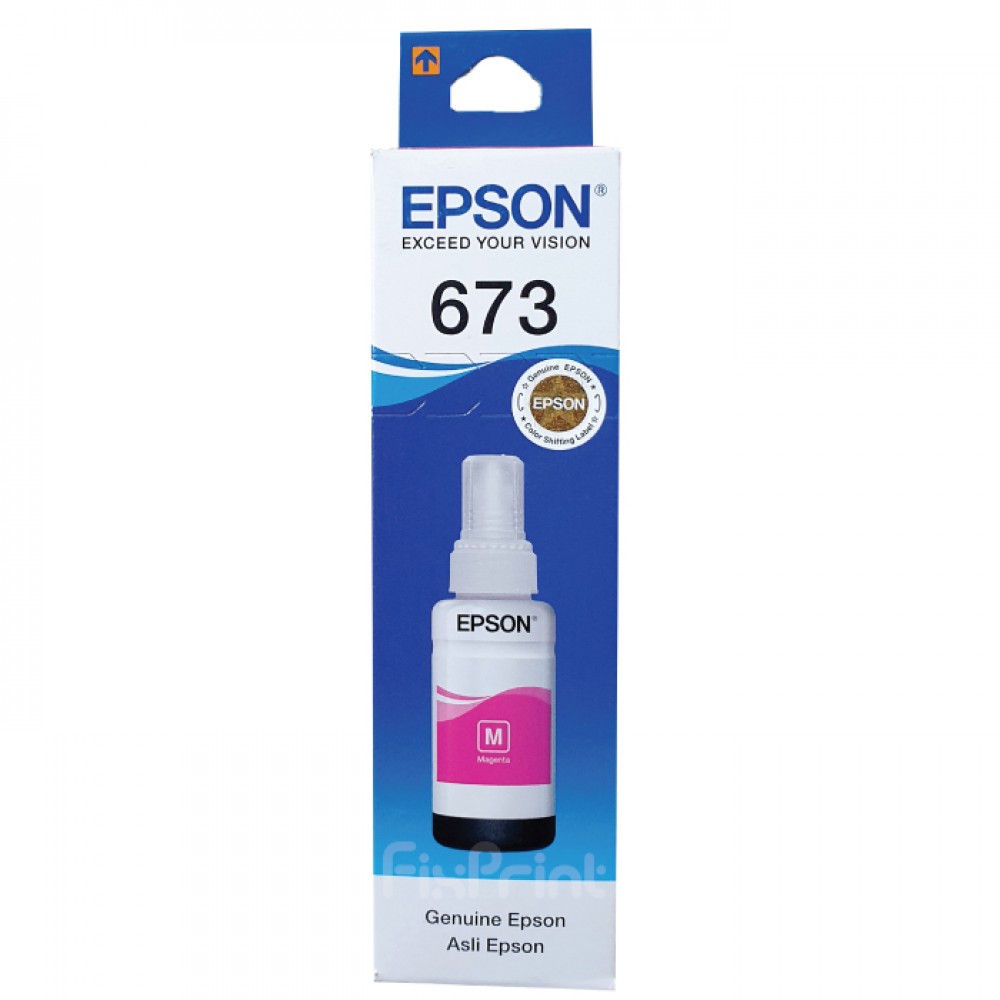 Tinta Refill Epson Original 673 t6733 Magenta 70ml, Tinta Refill Printer Epson L800 L805 L810 L850 L1800